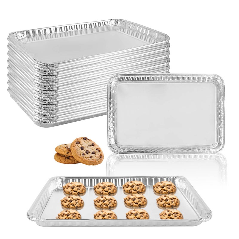 YEUIKERR 24 Pack 16 x 11 inch Aluminum Disposable Cookie Sheets for Baking and Roasting Disposable Aluminum Foil Grilling Pans for Brownie Tins,Cooking Thin, Cakes - Image 1