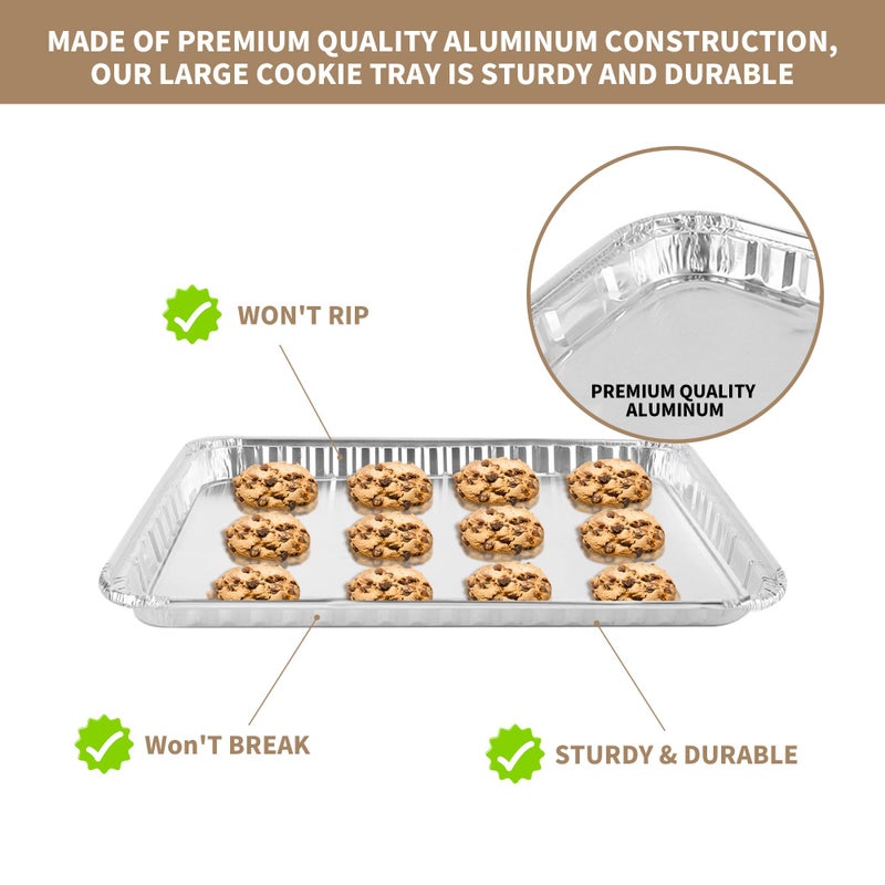 YEUIKERR 24 Pack 16 x 11 inch Aluminum Disposable Cookie Sheets for Baking and Roasting Disposable Aluminum Foil Grilling Pans for Brownie Tins,Cooking Thin, Cakes - Image 3
