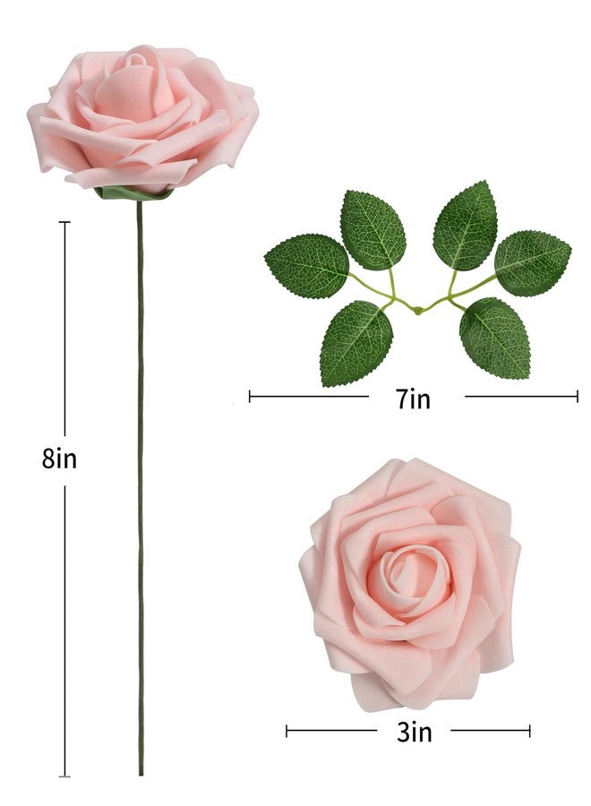 DuHouse 25Pcs Artificial Roses Flowers Fake Roses with Stems Real Touch Foam Flowers for DIY Wedding Bouquet Baby Shower Centerpiece Floral Arrangement Party Home Decor(Blush) - Image 2