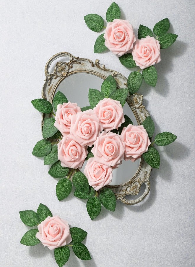 DuHouse 25Pcs Artificial Roses Flowers Fake Roses with Stems Real Touch Foam Flowers for DIY Wedding Bouquet Baby Shower Centerpiece Floral Arrangement Party Home Decor(Blush) - Image 3
