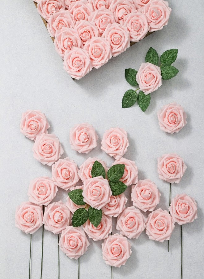 DuHouse 25Pcs Artificial Roses Flowers Fake Roses with Stems Real Touch Foam Flowers for DIY Wedding Bouquet Baby Shower Centerpiece Floral Arrangement Party Home Decor(Blush) - Image 4