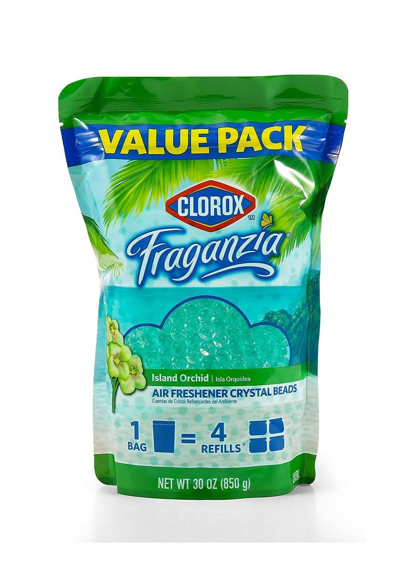 Clorox Clorox Fraganzia Air Freshener Beads Refill Pouch in Island Orchid Scent, 30 oz | Gel Beads Air Freshener Scent Beads | Car Air Freshener for Car or Home - Image 1