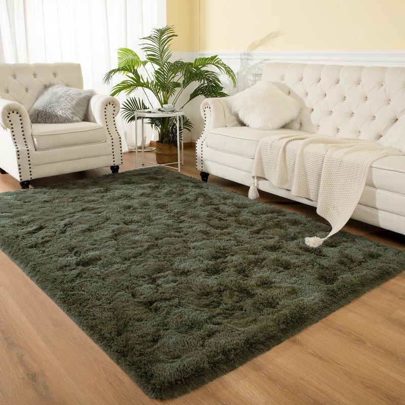 سوفتلايف Softlife Ultra Soft Fluffy Area Brugs for Bedroom Girls and Boys Room Room Room Room Rugery Rughy 3 × 5 أقدام أشعش الفرو الداخلي أفخم سجادة أرضية حديثة لغرفة المعيشة ديكور عيد الميلاد اللون الأخضر - Image 1