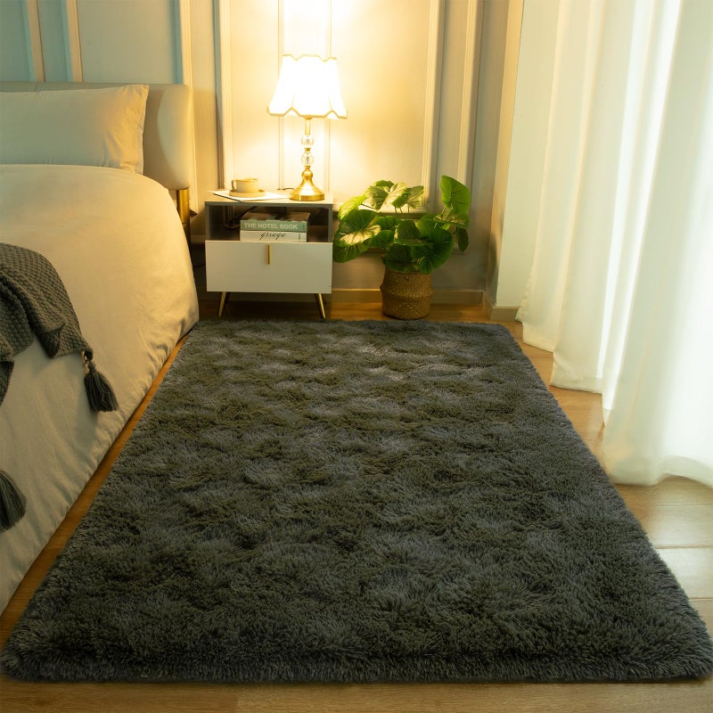 سوفتلايف Softlife Ultra Soft Fluffy Area Brugs for Bedroom Girls and Boys Room Room Room Room Rugery Rughy 3 × 5 أقدام أشعش الفرو الداخلي أفخم سجادة أرضية حديثة لغرفة المعيشة ديكور عيد الميلاد اللون الأخضر - Image 2