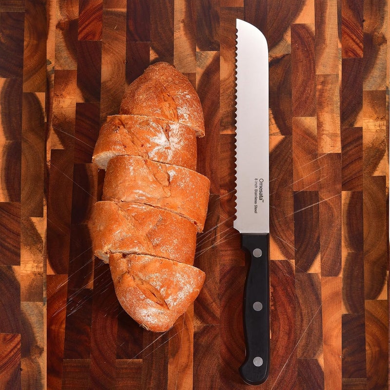 Omesata Bread Knife, Serrated 8 inch Bread Knifes for Homemade Bread Sourdough, Blade Razor Sharp and Wavy Edge from Professional Stainless Steel - Image 3