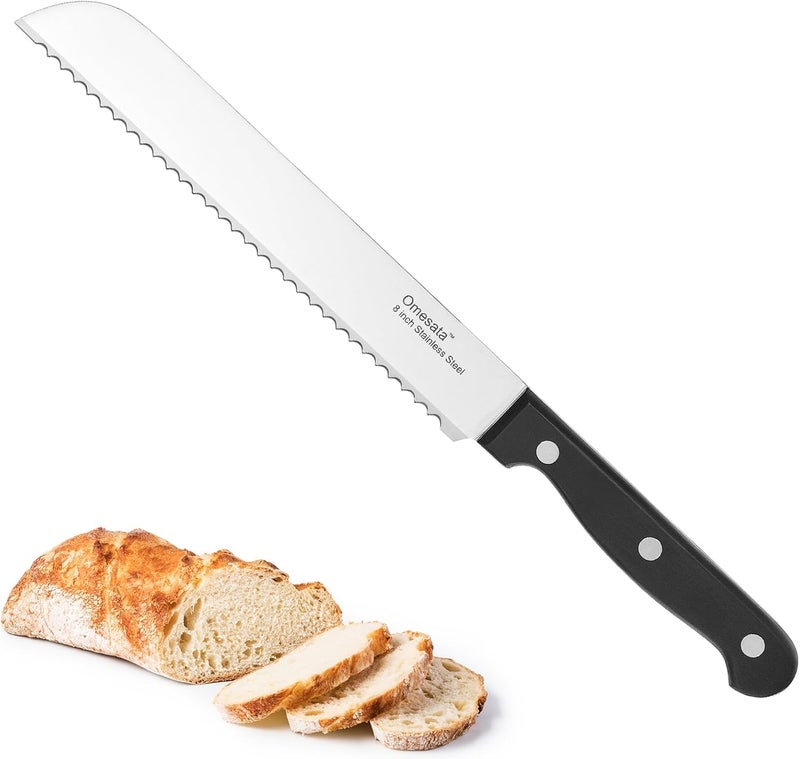 Omesata Bread Knife, Serrated 8 inch Bread Knifes for Homemade Bread Sourdough, Blade Razor Sharp and Wavy Edge from Professional Stainless Steel - Image 1
