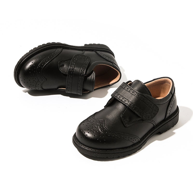 Boys Leather Shoes Leather Soft Bottom Children'S Black British Style Boys Performance Shoes New Big Children Primary School Students Single Shoes - Image 3