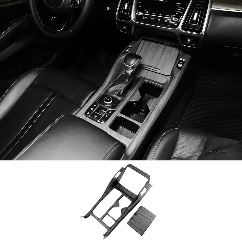 JUIVEEL Matte Wood Grain ABS Car Center Console Gear Shift Panel Cover for 2021-2023 Kia Sorento MQ4 - Image 1