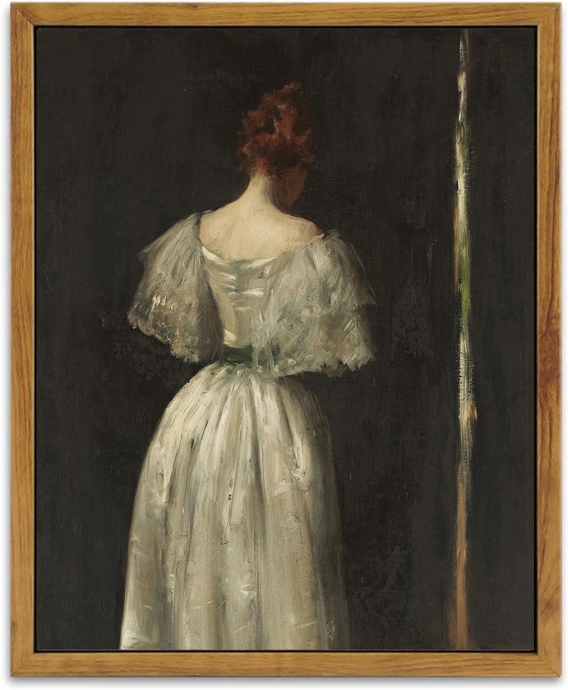 KBKBART خمر جدار الفن ديكور المنزل مؤطرة القماش الجدار الفن القرن السابع عشر سيدة بقلم وليام ميريت تشيس النساء الكلاسيكية اللوحة صورة خمر صورة أوروبية للديكور الحمام غرفة نوم (8 "" x10 "") - Image 1