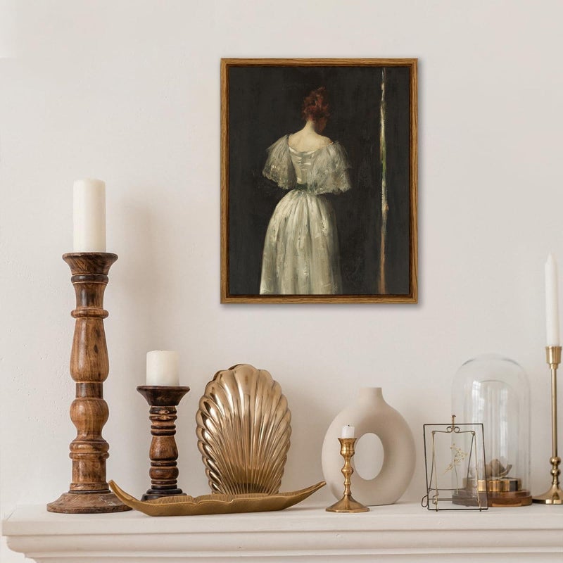 KBKBART خمر جدار الفن ديكور المنزل مؤطرة القماش الجدار الفن القرن السابع عشر سيدة بقلم وليام ميريت تشيس النساء الكلاسيكية اللوحة صورة خمر صورة أوروبية للديكور الحمام غرفة نوم (8 "" x10 "") - Image 5