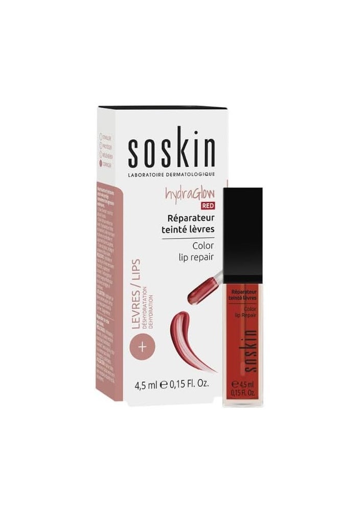 Soskin بلسم شفاه سوكين هيدرا جلوور الملون، 4.5 مل - علاج مرطب وواقٍ للشفاه