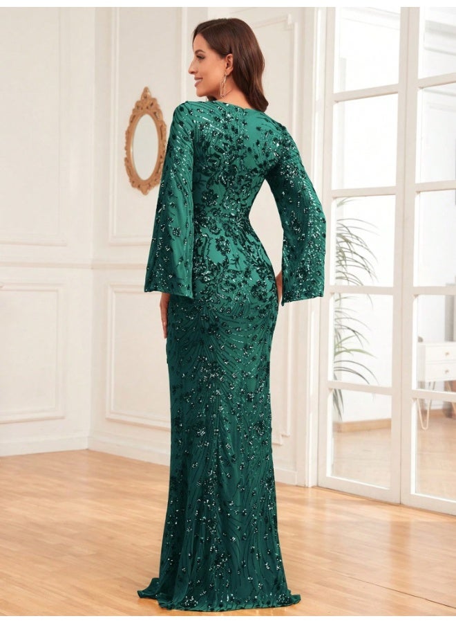 Madam Uniq Sequin Sleeve Gown Dress - Image 2