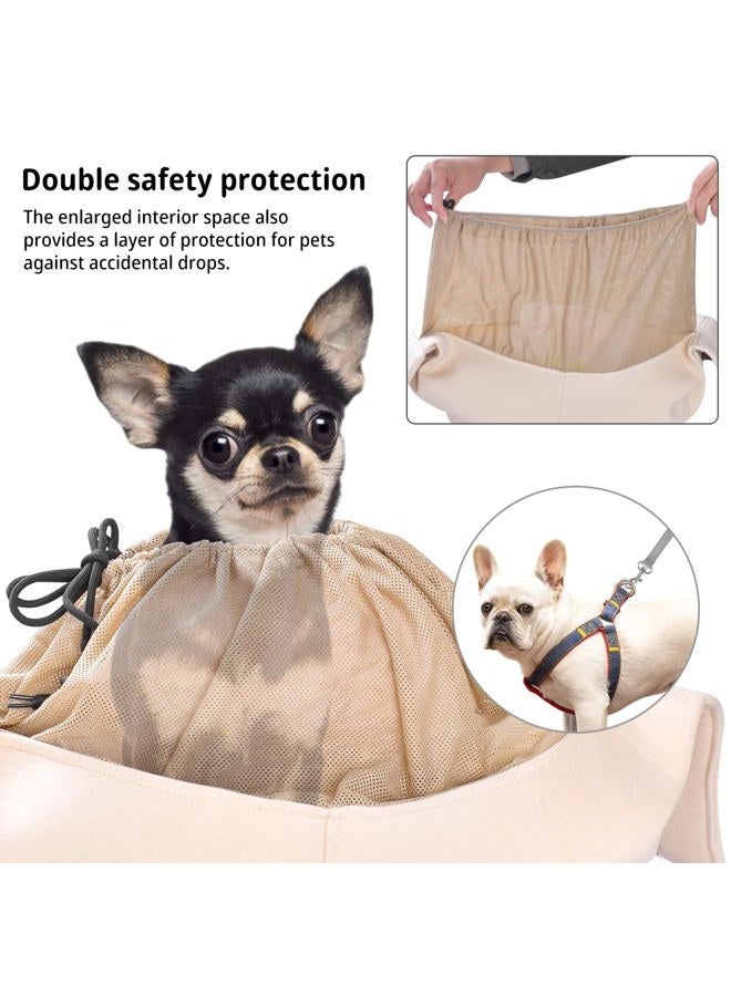 vrbabies Dog Sling Hands Free Dog Sling Carrier Adjustable Strap Dog Carrier Sling Soft Cotton Dog Carrier Bag Dog Carriers with Pocket for Travel Outdoor(Beige) - Image 4
