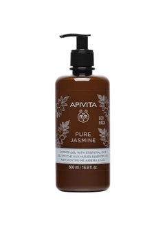 Apivita Pure Jasmine Showel Gel With Essential Oils Moisturizing Body Wash Infused With Bioactive Aloe & Propolis Extracts Gentle Cleansing Soothes Irritation And Dryness 16.9 Fl Oz  - Image 1