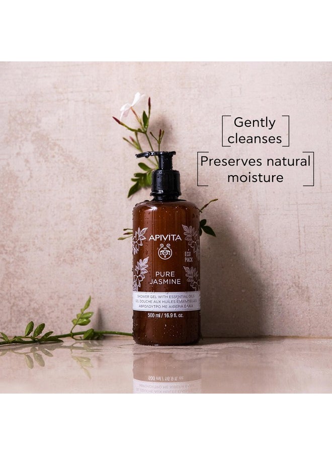 Apivita Pure Jasmine Showel Gel With Essential Oils Moisturizing Body Wash Infused With Bioactive Aloe & Propolis Extracts Gentle Cleansing Soothes Irritation And Dryness 16.9 Fl Oz  - Image 2