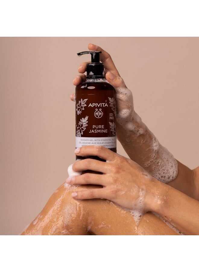 Apivita Pure Jasmine Showel Gel With Essential Oils Moisturizing Body Wash Infused With Bioactive Aloe & Propolis Extracts Gentle Cleansing Soothes Irritation And Dryness 16.9 Fl Oz  - Image 4