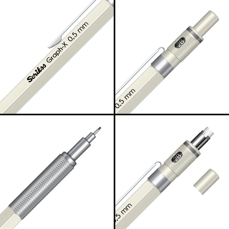 Scrikss 05mm Mechanical Clutch Lead Pen Pencil Ivory GraphX Series - Image 4