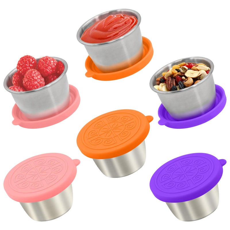 Qukaka 6x2.7 Oz Salad Dressing Container to Go Handy Leakproof Stainless Steel Meal Prep Containers Reusable Sauce Containers for Lunch Box  Picnics  Travel  Office and Kitchen Storage - Image 1