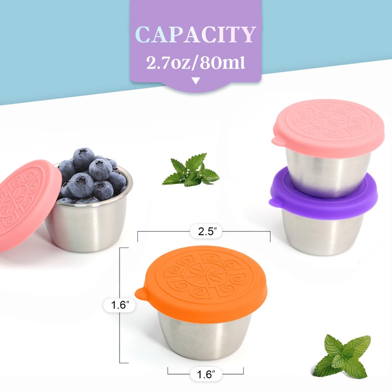 Qukaka 6x2.7 Oz Salad Dressing Container to Go Handy Leakproof Stainless Steel Meal Prep Containers Reusable Sauce Containers for Lunch Box  Picnics  Travel  Office and Kitchen Storage - Image 2