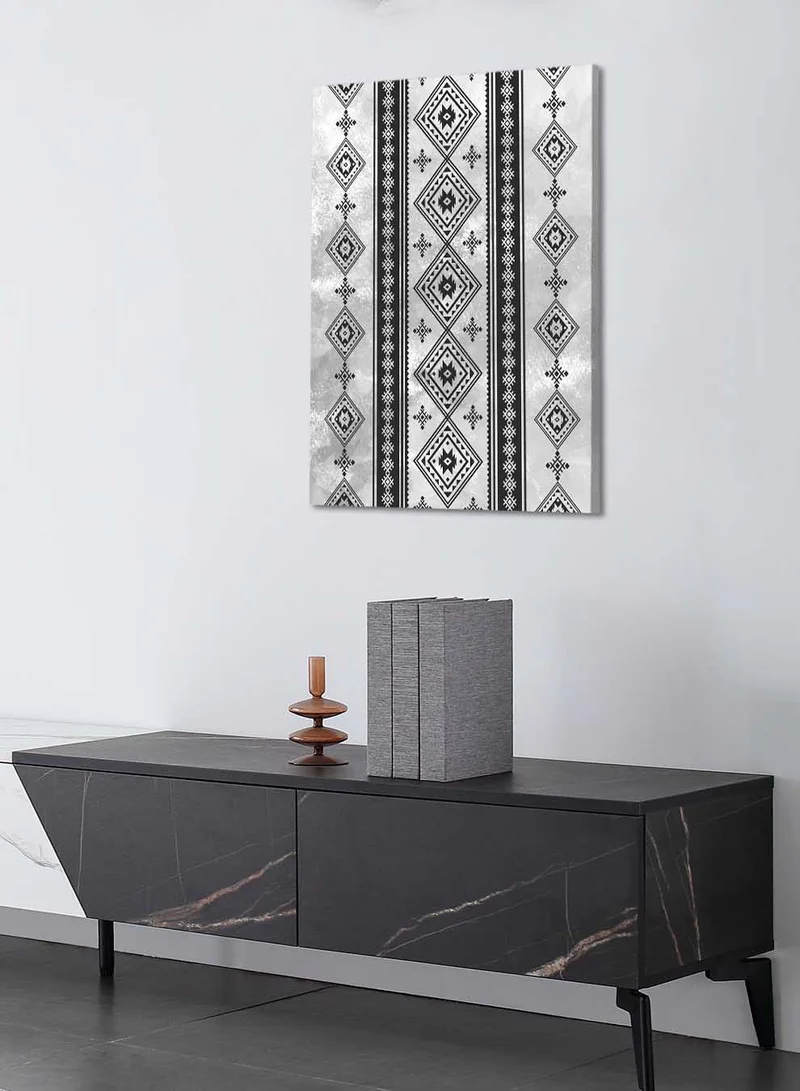 LOWHA Canvas Wall Art Stretched Over Wooden Frame with Saudi Inspired Pattern
