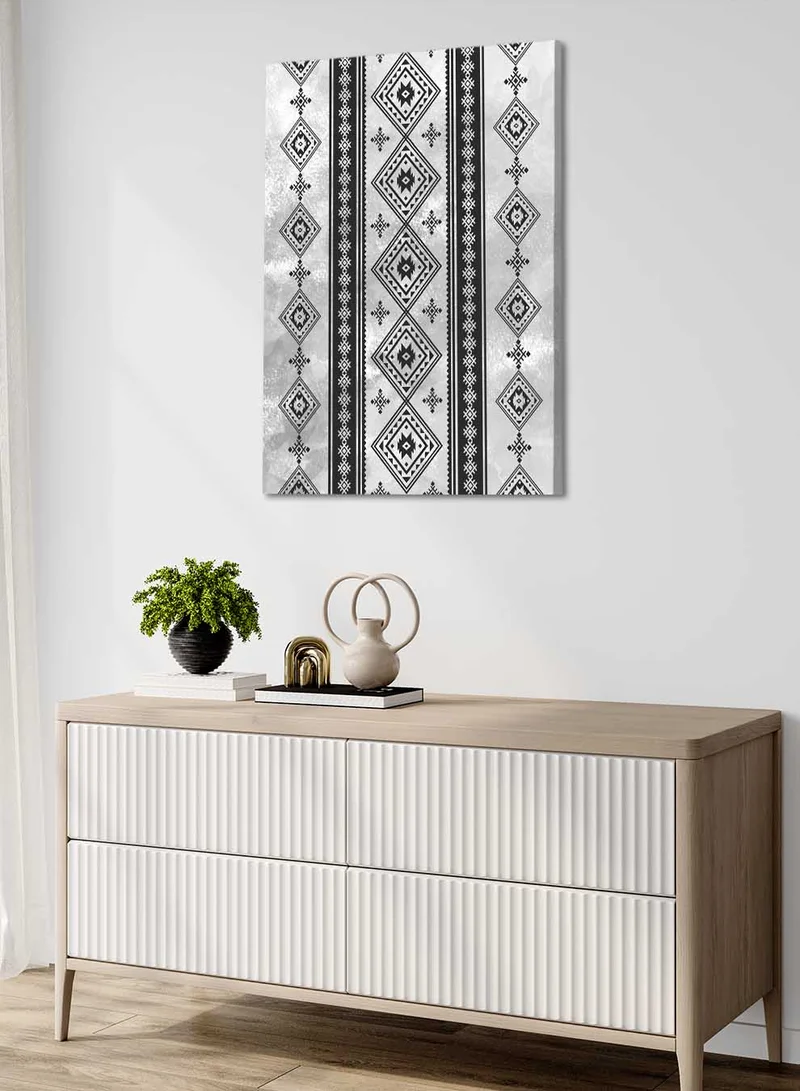 LOWHA Canvas Wall Art Stretched Over Wooden Frame with Saudi Inspired Pattern