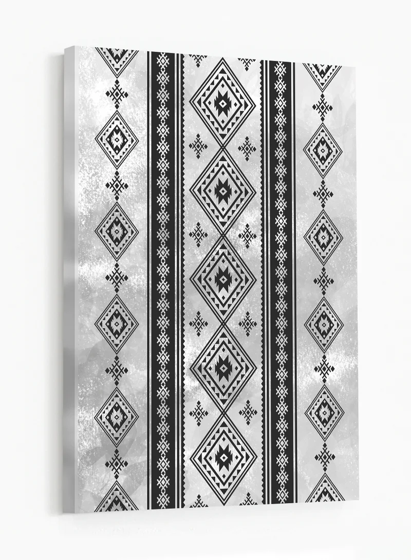 LOWHA Canvas Wall Art Stretched Over Wooden Frame with Saudi Inspired Pattern