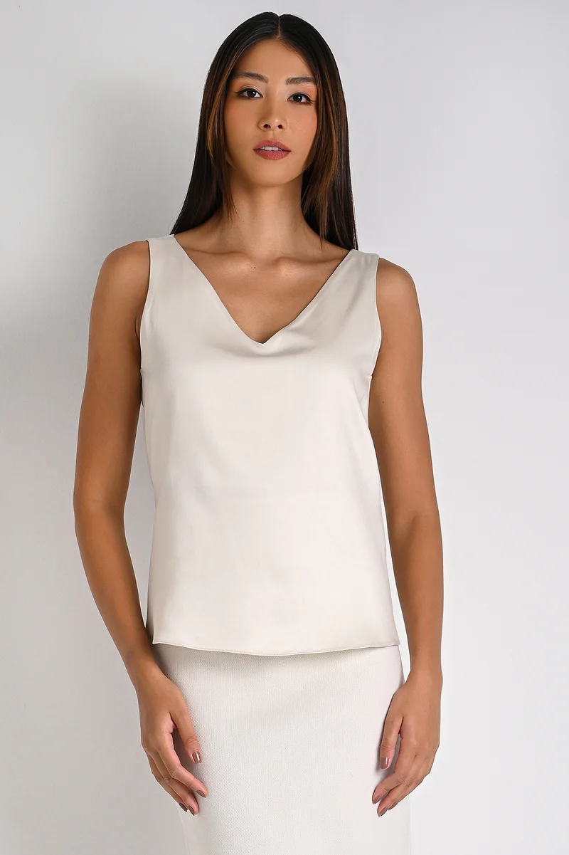 V-Neck Off-White Tank Top