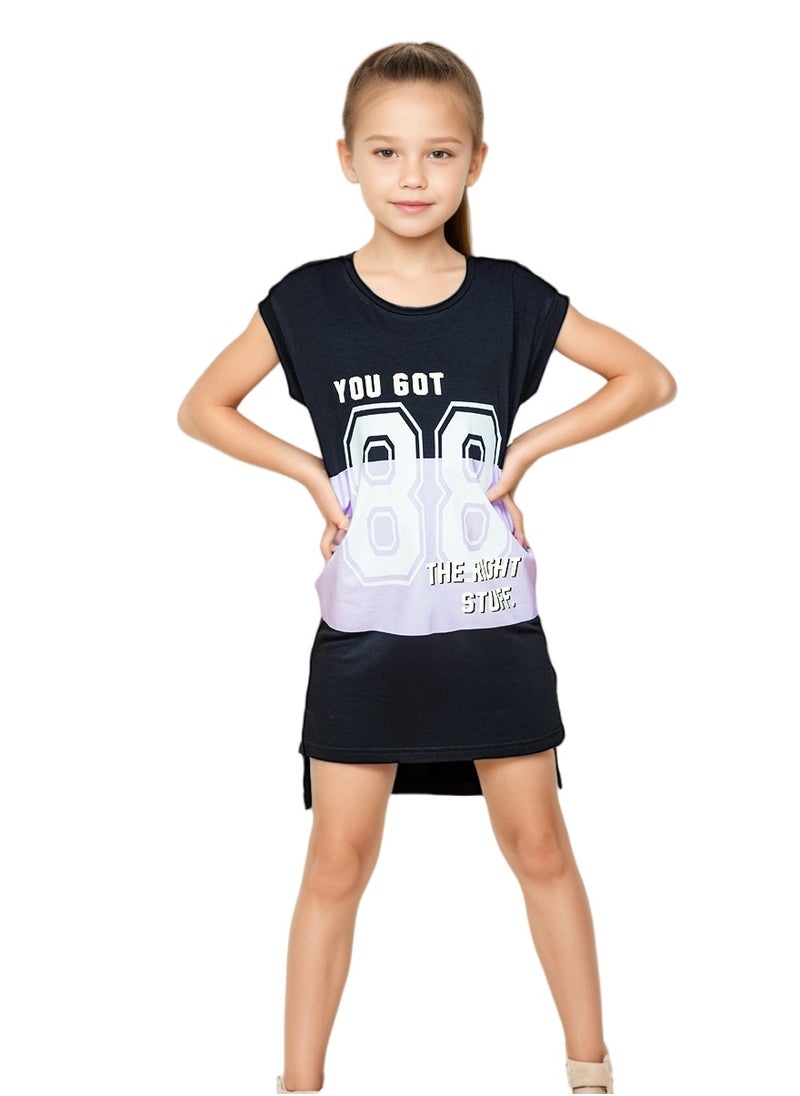 WiNi BEE Girls Clothes Letter print for Girls Tshirt Dress Teenage Clothes for Kids Casual Style Children's Clothes 8 10 12 14 16 Years  - Image 1