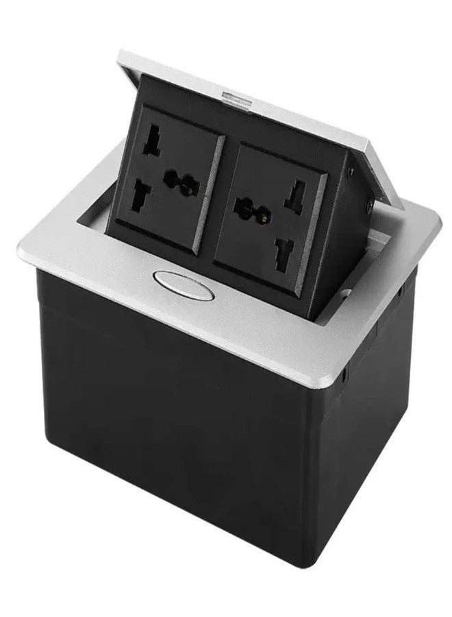 Audiovan Hydraulic Cable Cubby Pop Up Conference Box, Cable Manager Socket Electrical Box with 2Power Socket 10 Amp UL Certified for Home, Office, Meeting Room, Countertop SILVER 2 POWER - Image 1