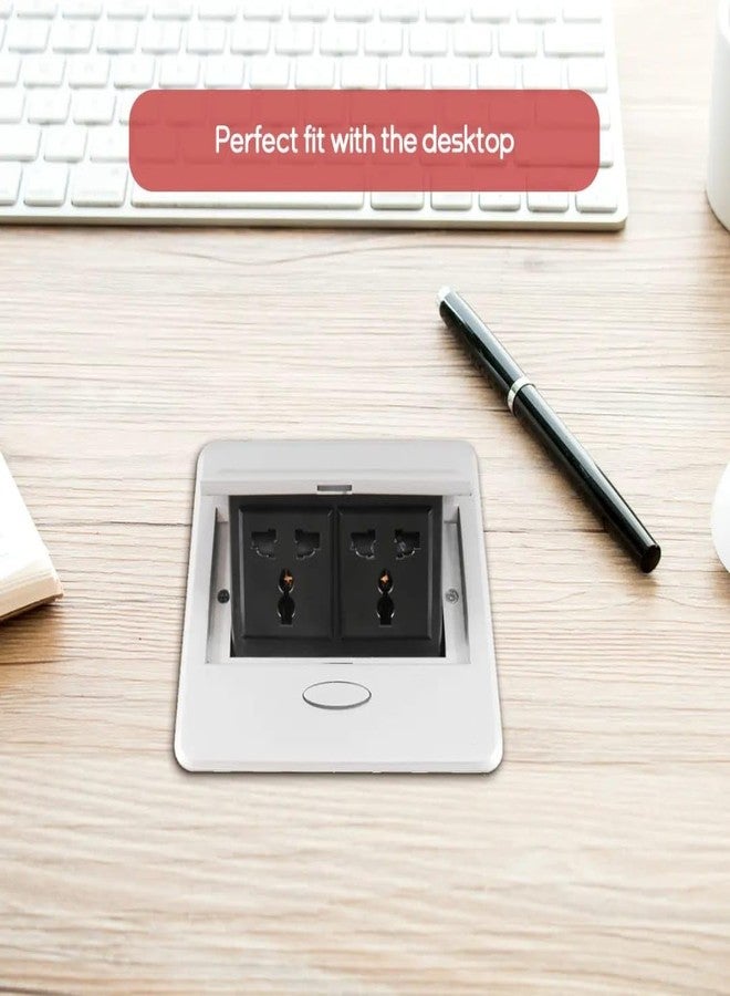 Audiovan Hydraulic Cable Cubby Pop Up Conference Box, Cable Manager Socket Electrical Box with 2Power Socket 10 Amp UL Certified for Home, Office, Meeting Room, Countertop SILVER 2 POWER - Image 4