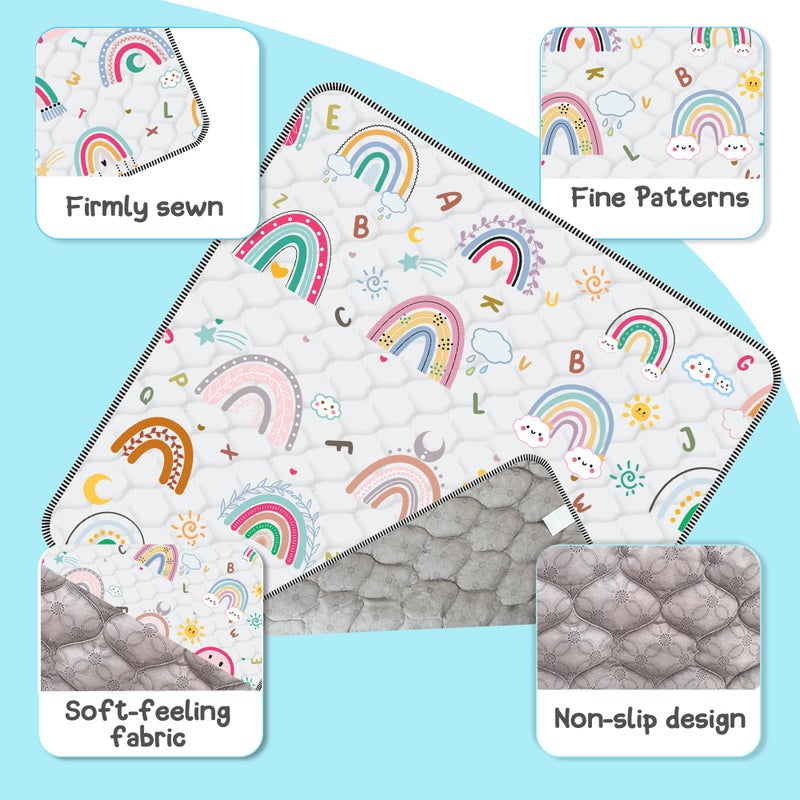 FUGWU Baby Play Matï¼ŒThick Soft 50" X 50" Playpen mat, Non-Slip and Machine Washable Baby Play Mats for Floor ï¼ŒCrawling Mat for Babies, Toddlers & Infants to Play and Learn (Rainbow) - Image 2