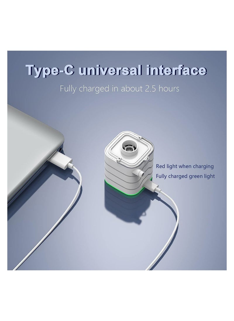 Excefore - Air Pump for Inflatables, Electric Air Pump with Camping Light, USB Rechargeable Ultra-Mini Inflator/Deflator Pump with 5 Nozzles for Air Mattress Beds, Swimming Ring, Pool Floats/Toys(White) - Image 1