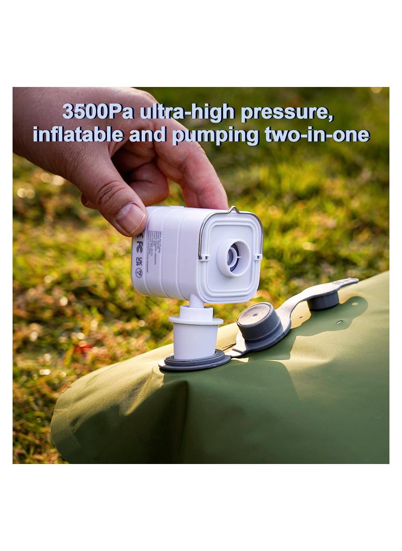 Excefore - Air Pump for Inflatables, Electric Air Pump with Camping Light, USB Rechargeable Ultra-Mini Inflator/Deflator Pump with 5 Nozzles for Air Mattress Beds, Swimming Ring, Pool Floats/Toys(White) - Image 1