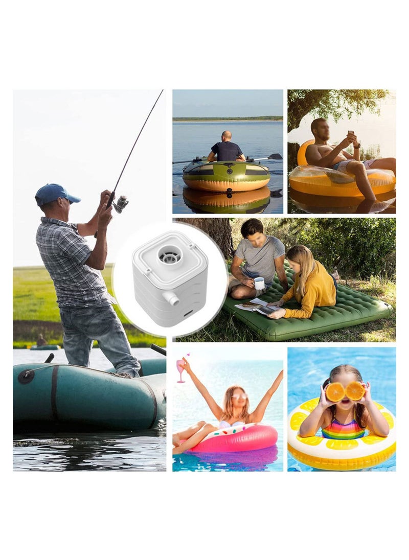 Excefore - Air Pump for Inflatables, Electric Air Pump with Camping Light, USB Rechargeable Ultra-Mini Inflator/Deflator Pump with 5 Nozzles for Air Mattress Beds, Swimming Ring, Pool Floats/Toys(White) - Image 1