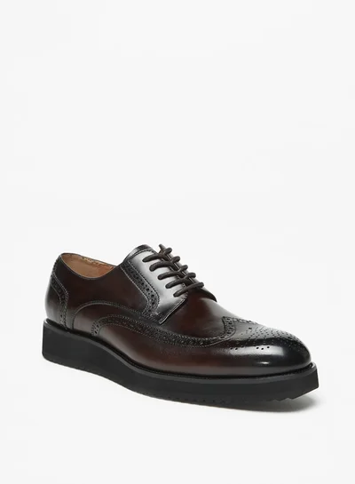 DUCHINI Men'S Perforated Derby Shoes With Lace-Up Closure