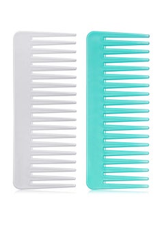 Patelai Patelai Large Hair Detangling Comb Wide Tooth for Curly Wet Dry Hair No Handle Detangler Styling Shampoo CombWhite Cyan 