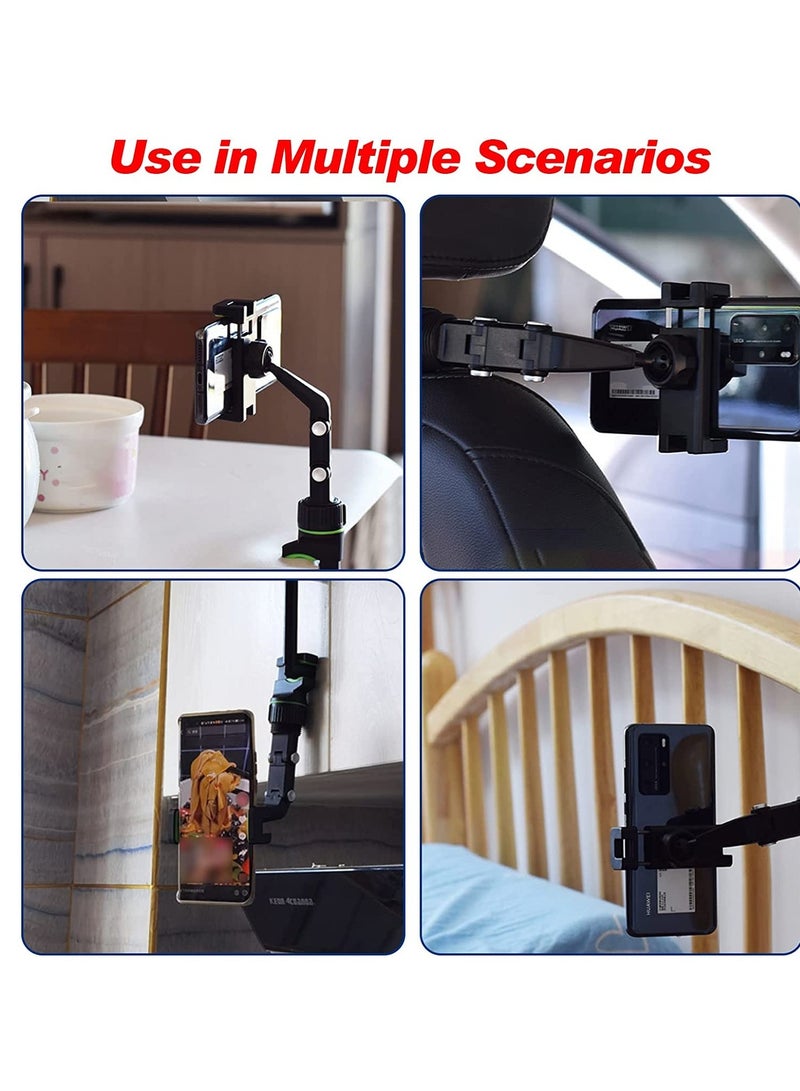 ELTRAZONE Rearview Mirror Phone Holder for Car, Multifunctional Rearview Mirror Phone Holder, 50mm-100mm Universal 360 Rotatable Car Phone Holder Mount Cell Phone Cradles for Car/Back Seat/Kitchen- Black - Image 5