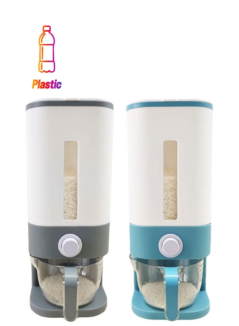 MAAS Set of 2 Large Airtight Cereal Storage Container Standard Cylinder Lid Moisture Proof Cereal Dispenser Bucket Kitchen Corn Soybean Rice Storage Box 40X24X47cm  - Image 1