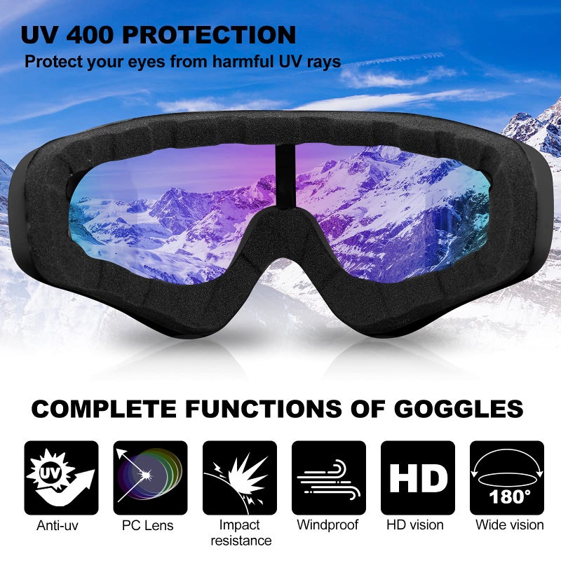 SixYard Ski Goggles, Motorcycle Goggles, 3 Pack Snowboard Snow Goggles for Men Women Adult Youth (Style 6) - Image 5