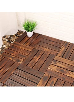 LINGWEI Wooden Floor Tiles Wood Decking Tiles Floor Deck Office Floor Tiles Home Floor Diy Tiles Garden Tiles 10pcs  - Image 1