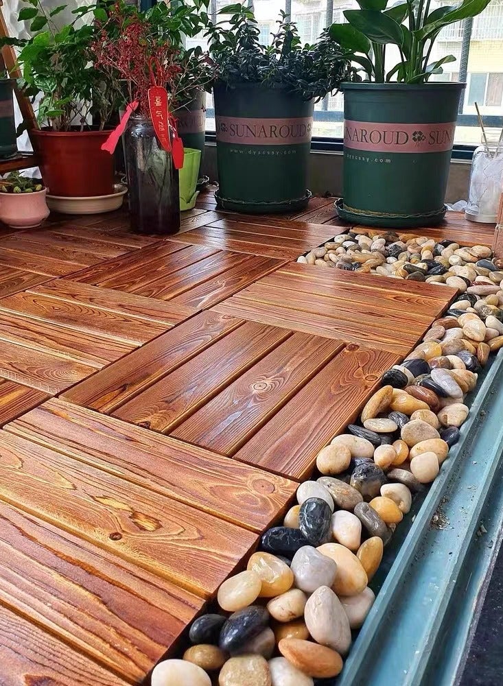 LINGWEI Wooden Floor Tiles Wood Decking Tiles Floor Deck Office Floor Tiles Home Floor Diy Tiles Garden Tiles 10pcs  - Image 2