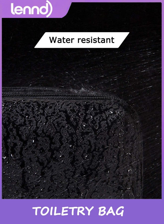 LENND Toiletry Bag for Men, Travel Toiletry Organizer Dopp Kit Water-resistant Shaving Bag for Toiletries Accessories, Door Room Essentials, Black-medium - Image 5