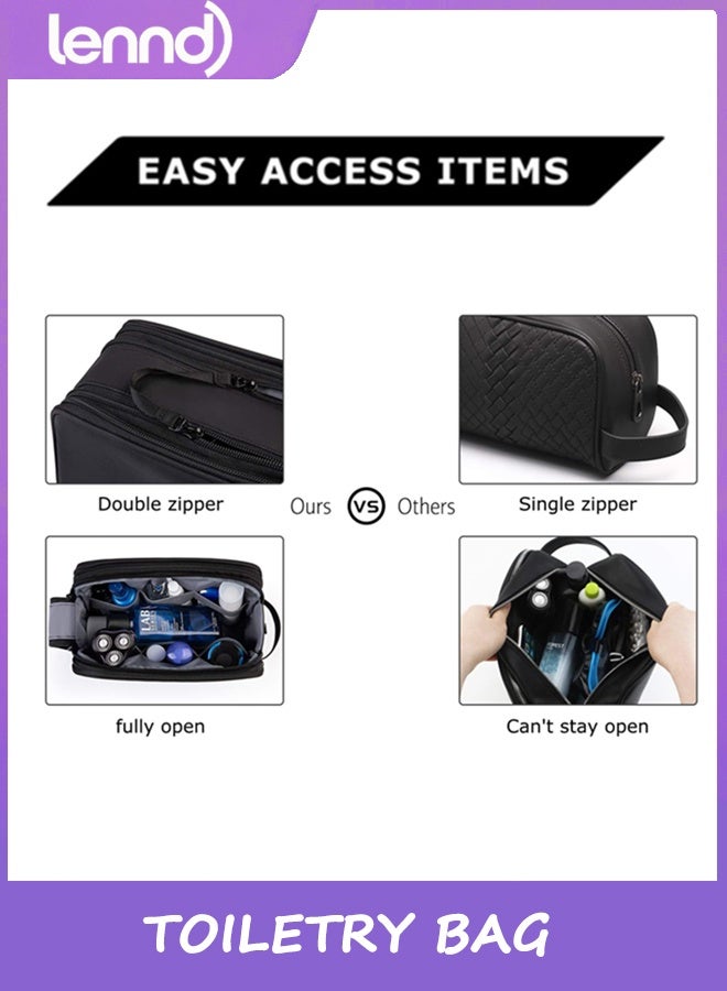 LENND Toiletry Bag for Men, Travel Toiletry Organizer Dopp Kit Water-resistant Shaving Bag for Toiletries Accessories, Door Room Essentials, Black-medium - Image 3