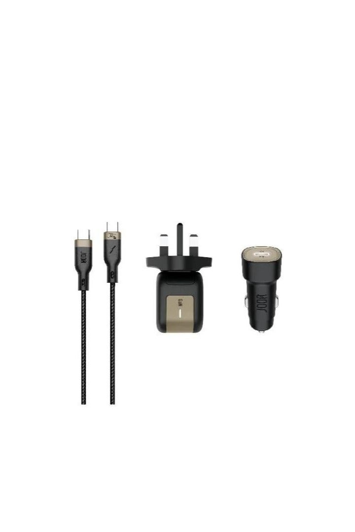 جودا اليابانية - 3 في 1 فيش جداري بمنفذ تايب سي بقوة 30 واط مع شاحن سيارة بمنفذ تايب سي بقوة 30 واط مع كيبل تايب سي الي تايب سي بقوة 60 واط قماش - Image 3