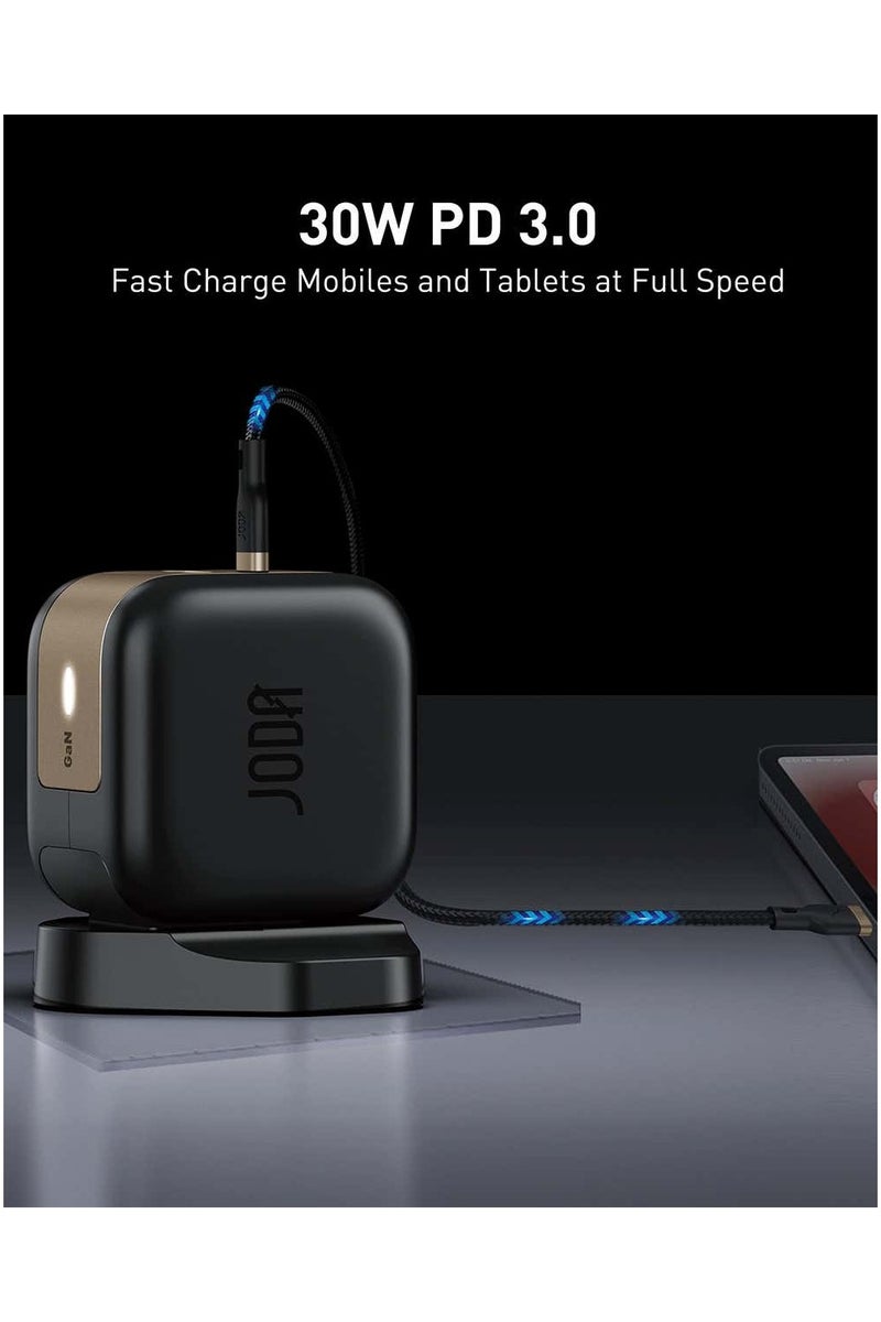 جودا اليابانية - 3 في 1 فيش جداري بمنفذ تايب سي بقوة 30 واط مع شاحن سيارة بمنفذ تايب سي بقوة 30 واط مع كيبل تايب سي الي تايب سي بقوة 60 واط قماش - Image 5
