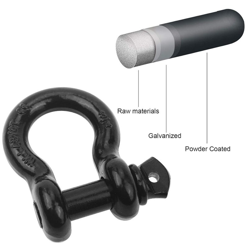 Robbor سلاسل 3/4" (عبوة 2) سلاسل على شكل حرف D قوية 28.5 طن (57,000 رطل) أقصى قوة كسر سلاسل سحب ثقيلة مثالية للعمل مع حزام السحب، ونش، استعادة مركبات جيب الطرق الوعرة - Image 3