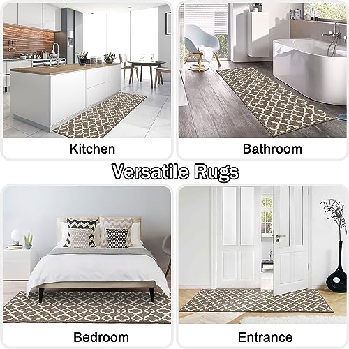 U'Artlines Runner Rug for Hallway 2×6feet Non Slip Kitchen Floor Carpet Runners Brown Geometric Pattern Machine Washable Area Rug for Entryway Bathroom - Image 4