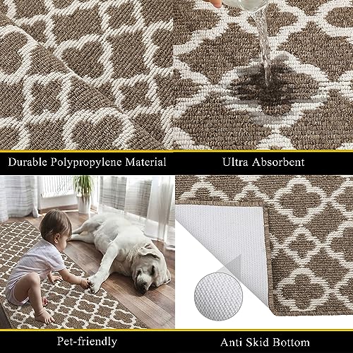U'Artlines Runner Rug for Hallway 2×6feet Non Slip Kitchen Floor Carpet Runners Brown Geometric Pattern Machine Washable Area Rug for Entryway Bathroom - Image 3