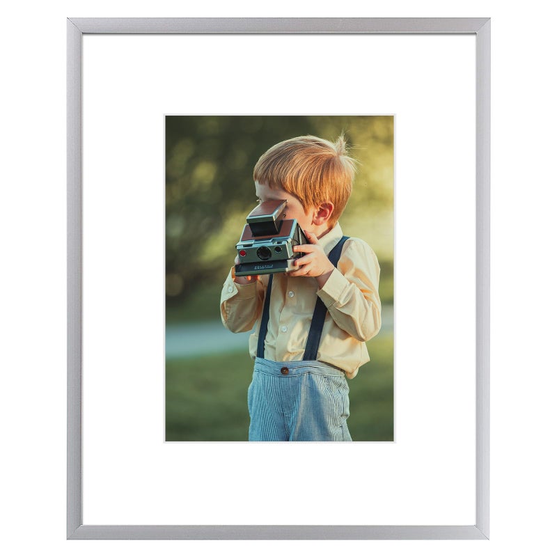 Frametory 8x10 Silver Aluminum Picture Frame  Set of 1  Ideal for Displaying 5x7 Photos with Mat or 8x10 Without Mat  Real Glass Front  Simple Gallery Wall Frames for Art Prints and Posters