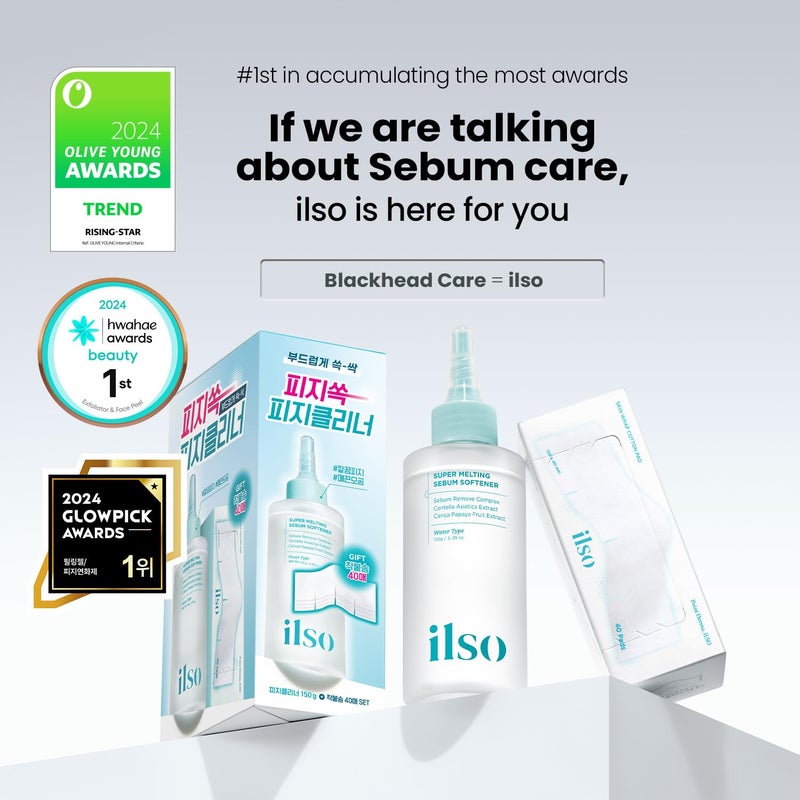 ilso Super Melting Sebum Softener, 5.29 fl oz, with 40 Skin Wrap Cotton Pads included, Pore Cleansing Solution, Blackhead Softener, Melts Away Blackheads & Sebum, Korean Skincare - Image 2